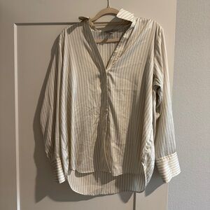 H&M Beige Striped Button-Down Shirt